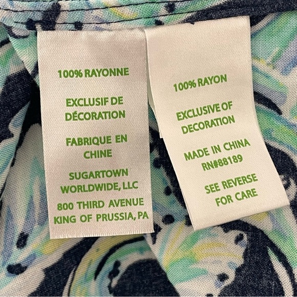 Lilly Pulitzer Madia Tunic Blue Dress Women Size L Coastal Nautical Floral Rayon - Picture 7 of 7